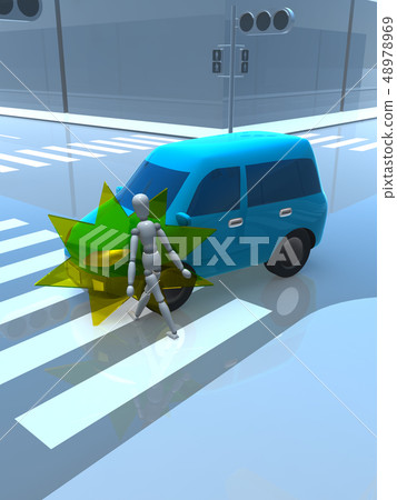 CG 3D illustration design 3D car pedestrian traffic accident trouble personal injury insurance case case textbook 48978969