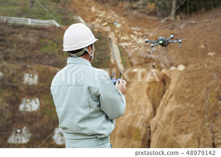 Civil engineering and surveying drone senior man 48979142