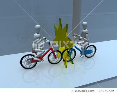 CG 3D illustration design three-dimensional bicycle traffic accident trouble collision insurance case case textbook 48979286