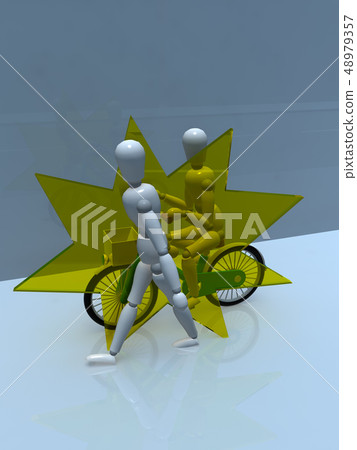 CG 3D illustration design three-dimensional bicycle traffic accident trouble contact insurance case case textbook CG 3D illustration design three-dimensional bicycle traffic accident trouble contact insurance case case textbook 48979357