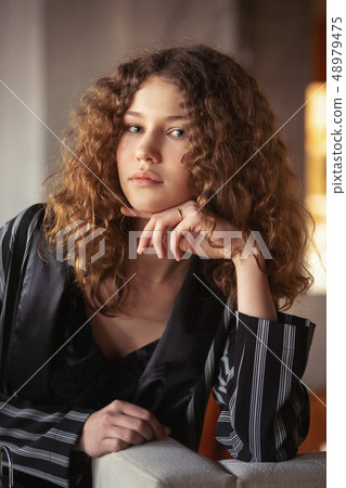 woman in restaurant woman in restaurant 48979475