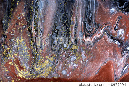 Gold, bronze and black marbling pattern. Golden marble liquid texture. 48979694