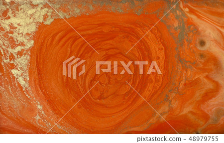 Red and gold marbling pattern. Golden marble liquid texture. 48979755