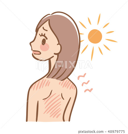 曬黑的女人直接陽光背肩 曬黑的女人直接陽光背肩 48979775