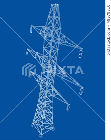 Electric pylon or electric tower concept. Vector Electric pylon or electric tower concept. Vector 48979810