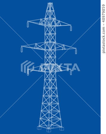 Electric pylon or electric tower concept. Vector 48979859
