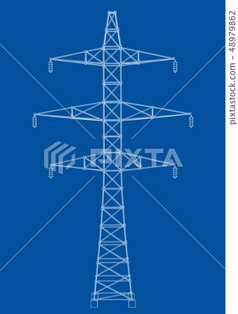 Electric pylon or electric tower concept. Vector Electric pylon or electric tower concept. Vector 48979862