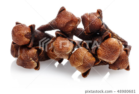 Dry clove buds isolated on white Dry clove buds isolated on white 48980681