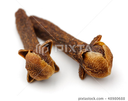 Dry clove buds isolated on white Dry clove buds isolated on white 48980688