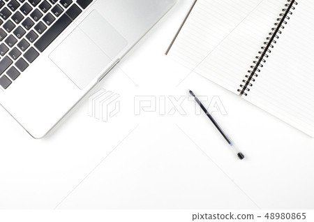 laptop computer and blank spiral notebook laptop computer and blank spiral notebook 48980865