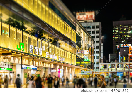 night view of JR shinjuku station night view of JR shinjuku station 48981812