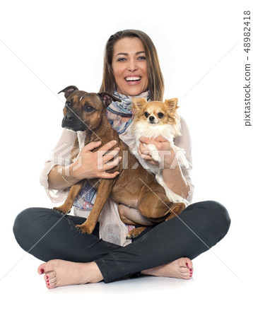 woman and dogs 48982418