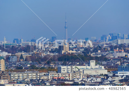 View from Ikuta Reservoir, Tama-ku, Kawasaki to Komae, Tokyo 48982565