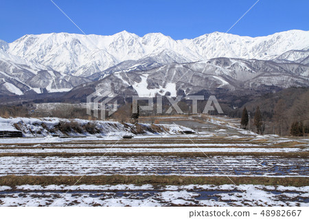 After spring Tateyama mountain range seen from Hakuba Muranohira 48982667