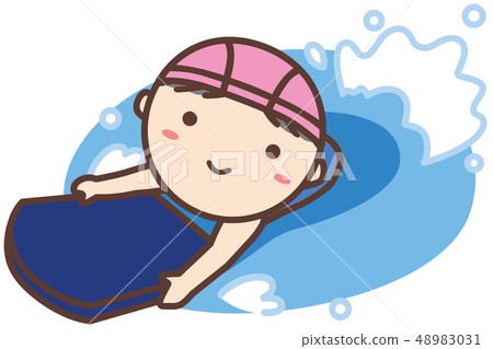 School Swimsuit Girl Swims Using Beat Board School Swimsuit Girl Swims Using Beat Board 48983031