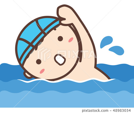 Boy in school swimsuit swims in crawl - Stock Illustration [48983034 ...