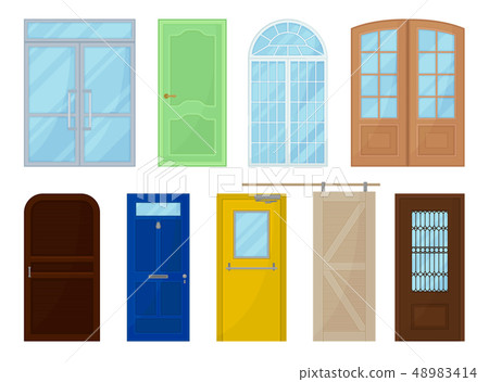 Colored doors on white background. Vector illustration. 48983414