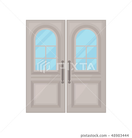 Door with glass on white background. Vector illustration. Door with glass on white background. Vector illustration. 48983444