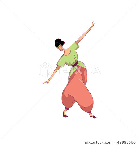 Eastern folk dance. Professional dancer on white background. 48983596