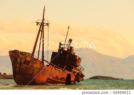 The famous shipwreck near Gythio Greece The famous shipwreck near Gythio Greece 48984611