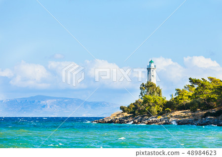 Seascape with lighthouse near Gythio Greece Seascape with lighthouse near Gythio Greece 48984623