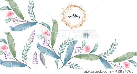 Abstract watercolor leaf pattern Abstract watercolor leaf pattern 48984763