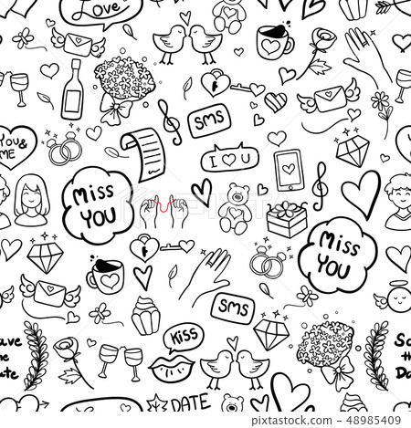 Valentine hand drawn seamless pattern background Valentine hand drawn seamless pattern background 48985409
