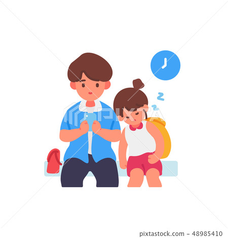 Father and Daughter sit and waiting concept Father and Daughter sit and waiting concept 48985410