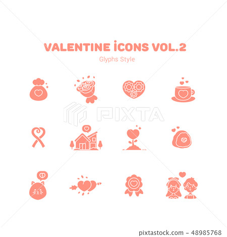 Valentine icons in glyph style Valentine icons in glyph style 48985768