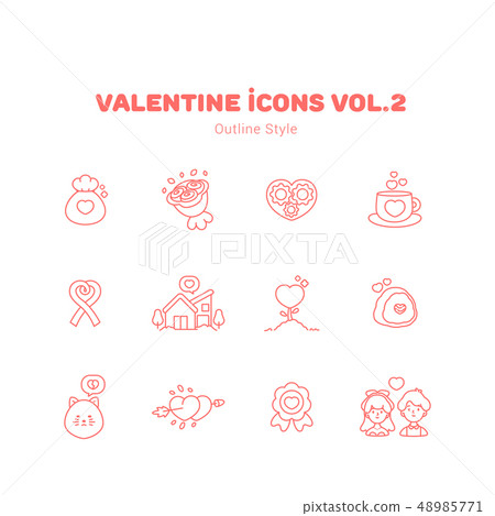 Valentine outline icons style Valentine outline icons style 48985771
