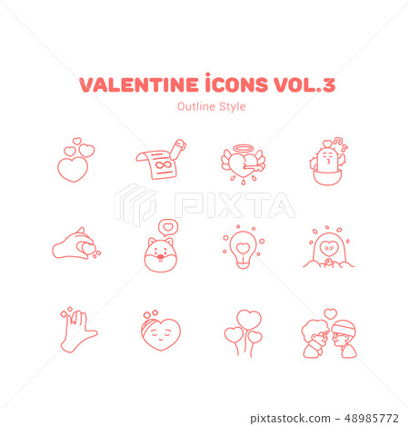 Valentine outline icons style Valentine outline icons style 48985772