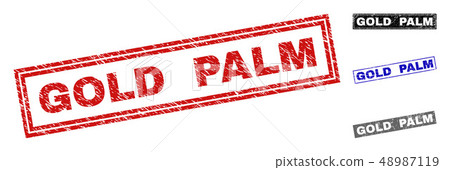 Grunge GOLD PALM Scratched Rectangle Stamp Seals 48987119