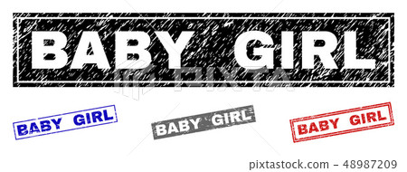 Grunge BABY GIRL Textured Rectangle Stamps 48987209