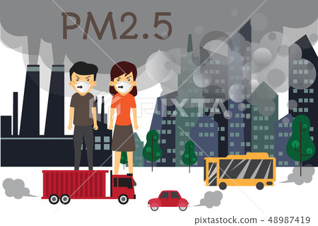 Environmental air pollution infographics set with 48987419