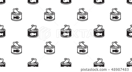 cat food seamless pattern tuna fish salmon vector  48987483
