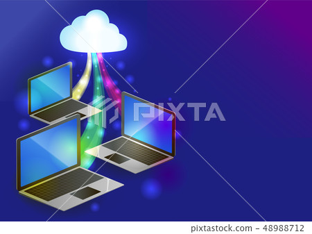 雲彩等量個人計算機例證和藍色背景的服務圖像 48988712