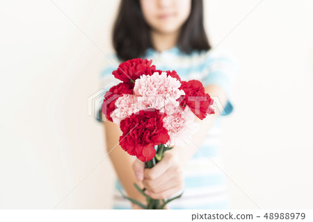 Child who hands bouquet (Carnation Mother's Day image) Child who hands bouquet (Carnation Mother's Day image) 48988979