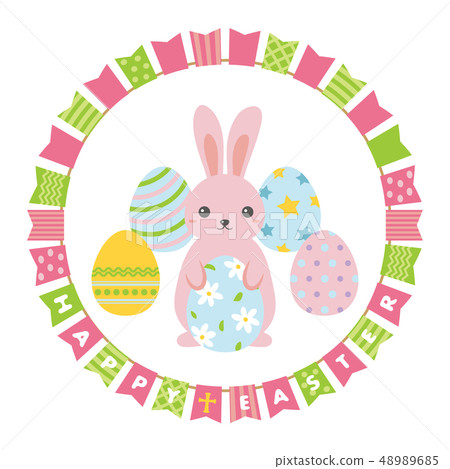 Easter garland round frame Easter garland round frame 48989685
