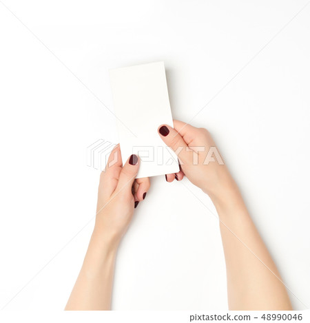 Woman hands on white background. 48990046