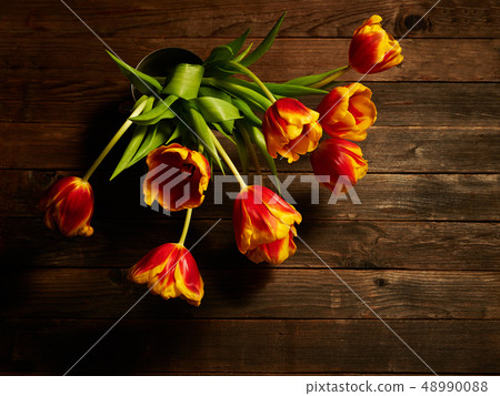 Bouquet of multicolored tulips. Bouquet of multicolored tulips. 48990088