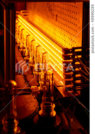 production of plastic bottles line 48990289