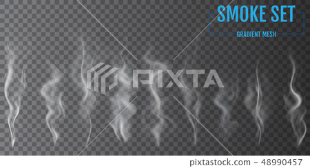 Delicate white cigarette smoke waves Delicate white cigarette smoke waves 48990457