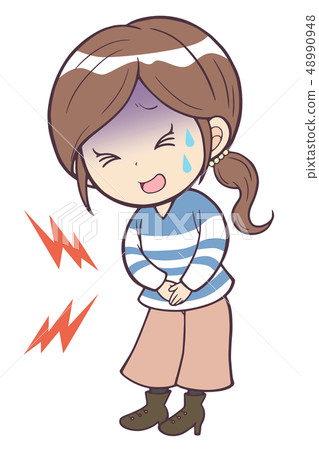 Young woman stomachache - Stock Illustration [48990948] - PIXTA