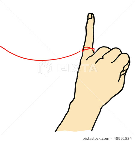 Hand, finger illustration (red thread) - Stock Illustration [48991824 ...