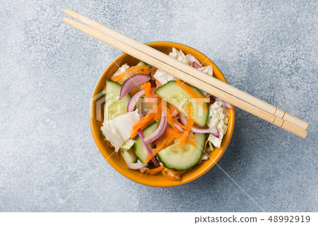 Vegetarian salad of raw fresh vegetables Vegetarian salad of raw fresh vegetables 48992919