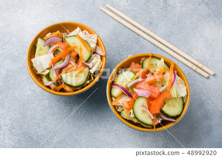 Vegetarian salad of raw fresh vegetables Vegetarian salad of raw fresh vegetables 48992920