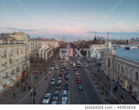 Stefan cel mare central boulevard at sunset 48993656