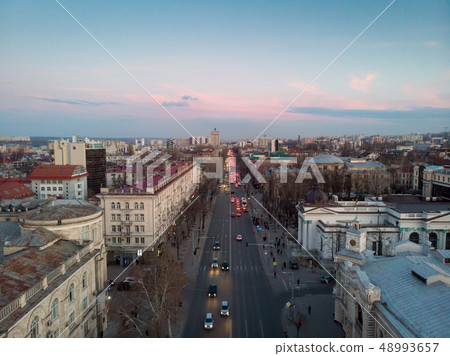 Stefan cel mare central boulevard at sunset 48993657