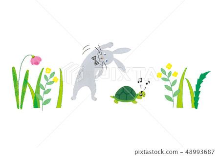 Rabbit, turtle and field - Stock Illustration [48993687] - PIXTA