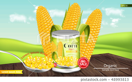 Canned sweet corn Vector realistic. Metal tin. Canned sweet corn Vector realistic. Metal tin. 48993813